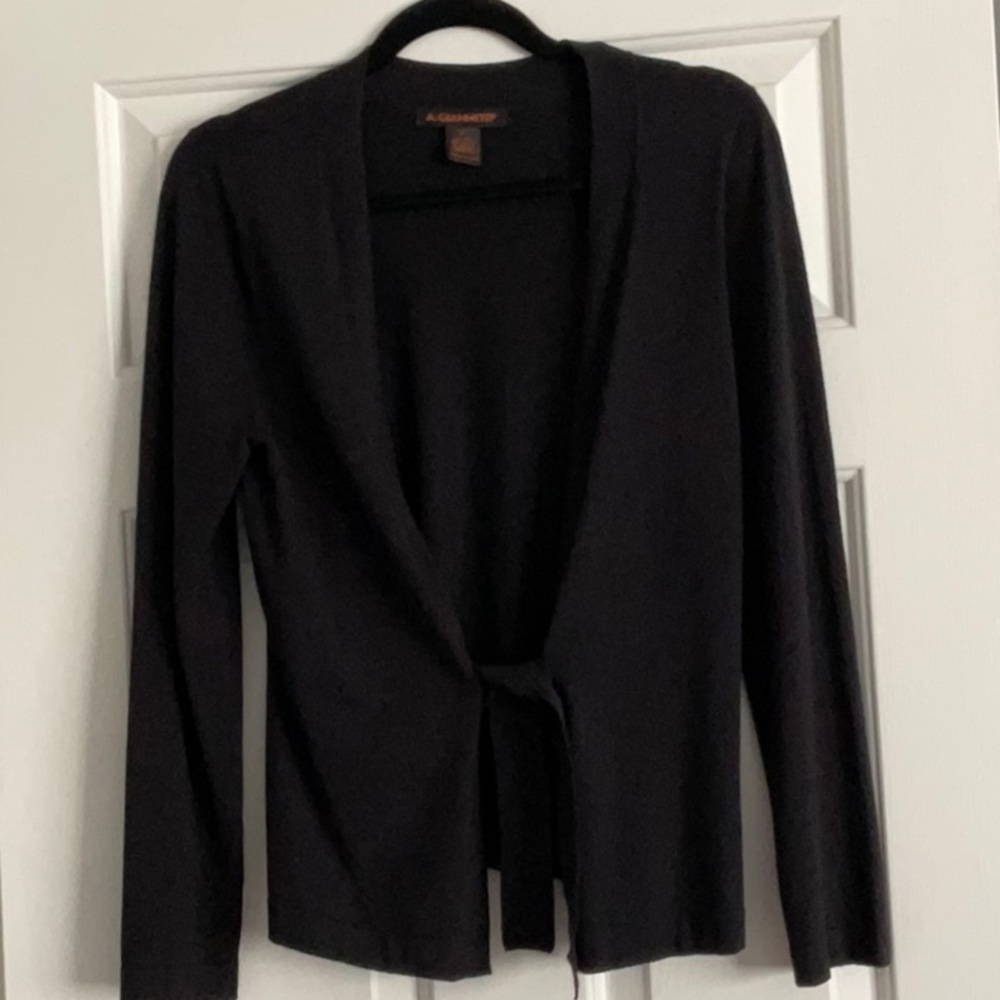 Black sweater with front tie closure